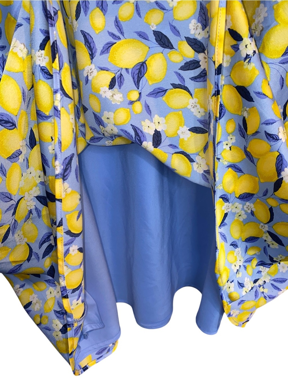 NWT Ann Taylor Blue/Yellow Lemon Midi Skirt, Size Medium - Picture 3 of 7